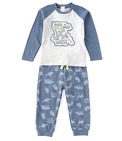 Guess Baby Boys 12-24 Months Long Sleeve Take A Hike Tee & Solid French Terry Jogger Pant 2-Piece Set