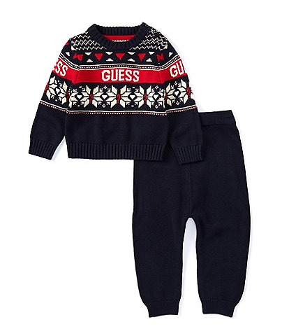 Guess Baby Boys Newborn-24 Months Long-Sleeve Fairisle Sweater & Solid Sweater Pant Set