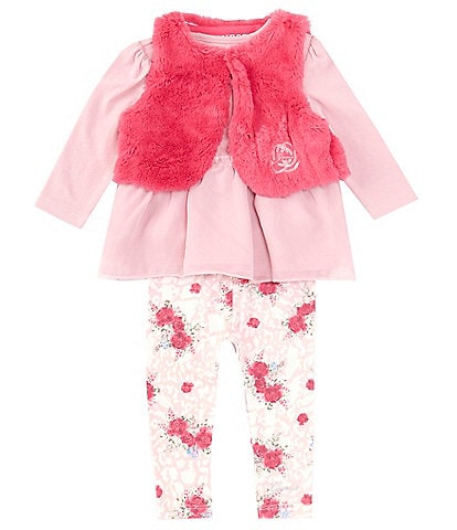 Guess Baby Girls 3-24 Months Glitter-Accented Logo/Puff-Print Tee & Floral  Leggings Set
