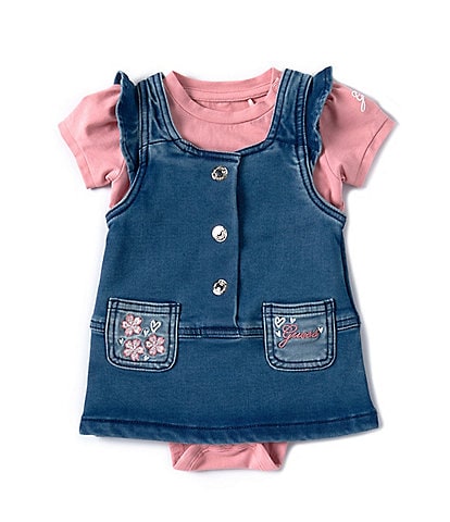 Guess Baby Girls 3-24 Months Sleeveless Knit Denim Dress & Short Sleeve Jersey Bodysuit Set