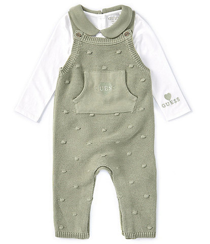 Guess Baby Girls Newborn-12 Months Sleeveless Textured Romper & Long-Sleeve Jersey Bodysuit Set