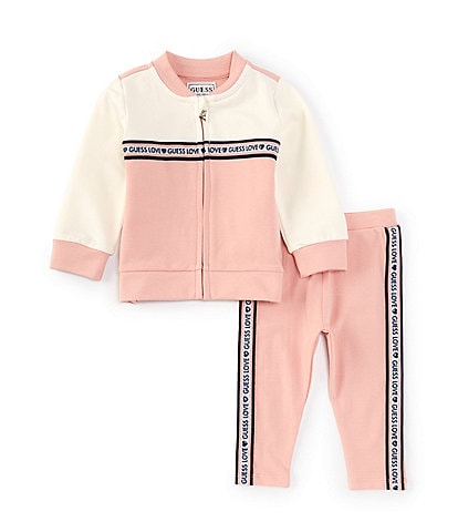 Guess Baby Girls Newborn-24 Months Long Sleeve French Terry Jacket & Matching Jogger Pant Set