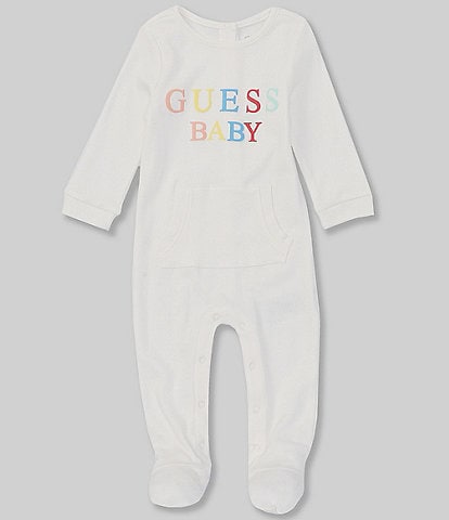 Guess Baby Newborn-12 Months Long-Sleeve Logo Footed Coverall