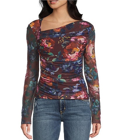 Guess Bernadette Long Sleeve Printed Slinky Mesh Top