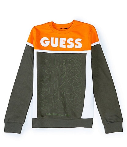 Guess Big Boys 8-18 Long Sleeve Color Block French Terry Sweatshirt