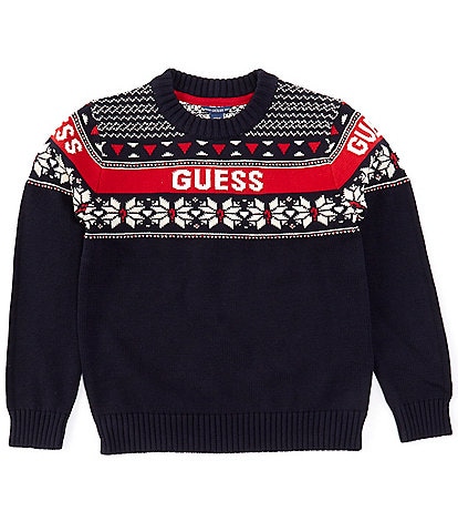 Guess Big Boys 8-18 Long Sleeve Christmas Logo Sweater