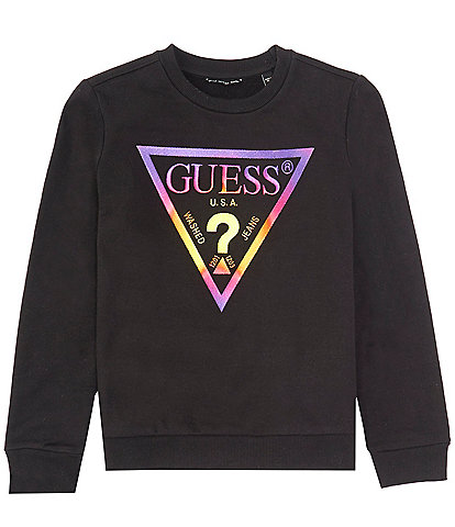 Guess Big Boys 8-18 Long Sleeve Triangle Embroidered French Terry Sweatshirt