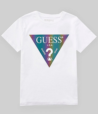 Guess Big Boys 8-18 Short Sleeve Iridescent Guess Logo Triangle T-Shirt