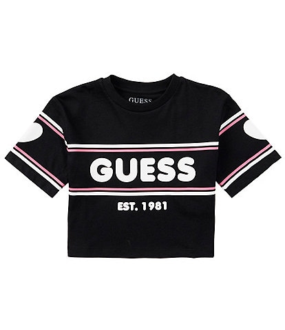 Guess Big Girls 7-16 Logo/Striped-Detailed T-Shirt