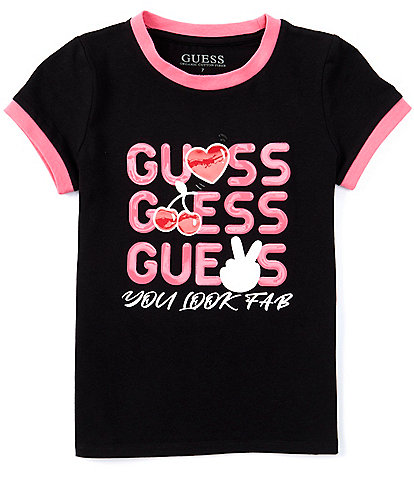Guess Big Girls 7-16 Short Sleeve Gel Glossy Printed T-Shirt