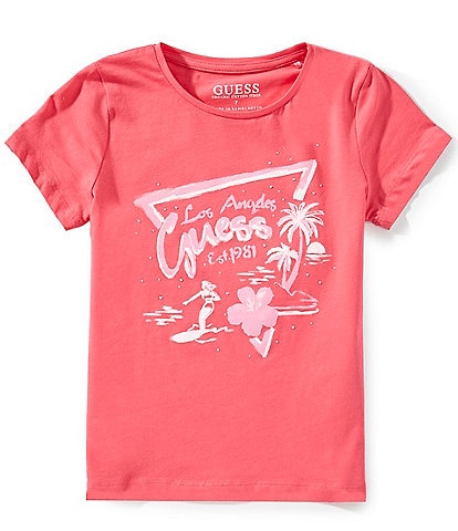 Guess Big Girls 7-16 Short-Sleeve Glitter Accented Water Print T-Shirt