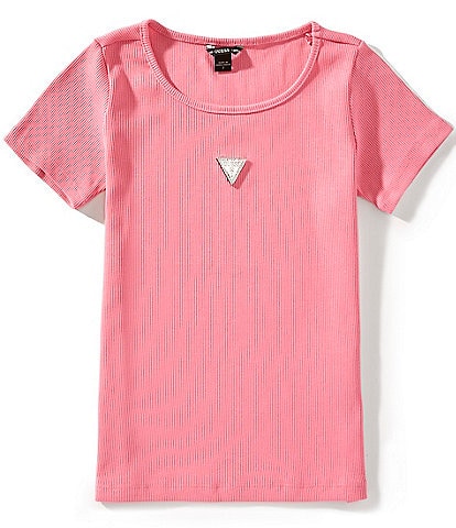 Guess Big Girls 7-16 Short-Sleeve Metal Rhinestone Triangle Logo T-Shirt