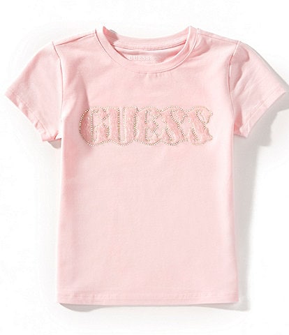 Guess Big Girls 7-16 Short Sleeve Rhinestone-Embellished Logo-Detailed T-Shirt