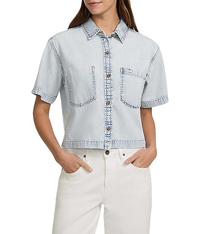 Guess Boxy Short Sleeve Denim Shirt