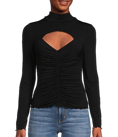 Guess Brienna Long Sleeve Turtleneck Cut-Out Fitted Top