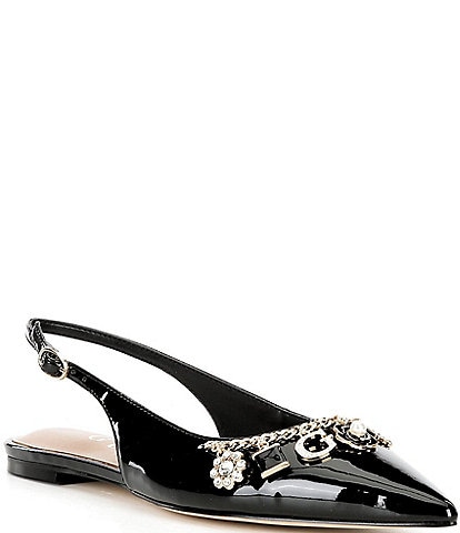 Guess Daisee Patent Charm Bracelet Slingback Flats