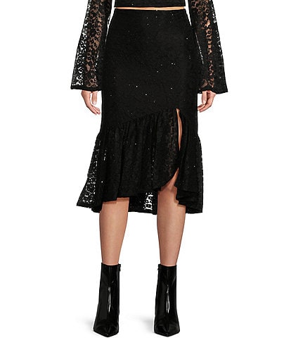 Guess Dominique Coordinating High Rise Patterned Lace Skirt