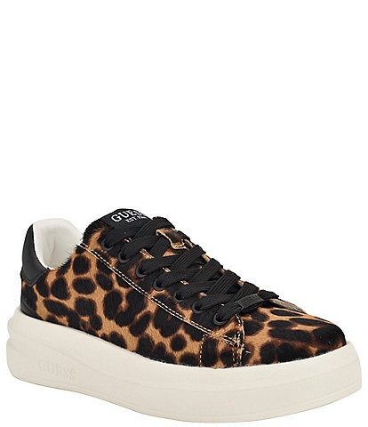 Guess Elbinah Leopard Print Faux Fur Platform Sneakers