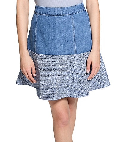 Guess Elsie High Rise Tweed Mix Coordinating Denim Skirt