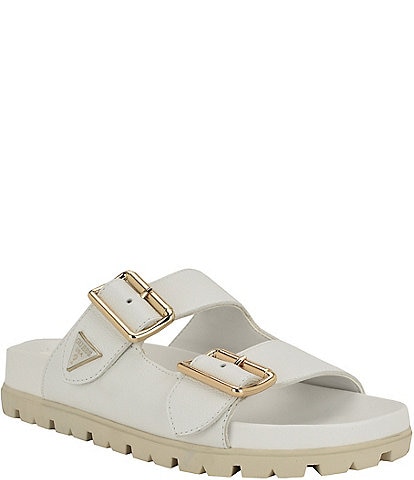 Guess Fasten Leather Buckled Slides