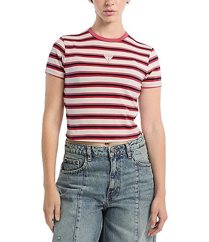 Guess Go Core Stripe Short Sleeve Cropped Baby T-Shirt