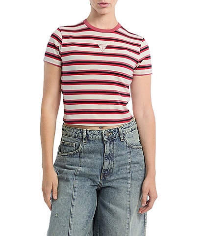 Guess Go Core Stripe Short Sleeve Cropped Baby T-Shirt