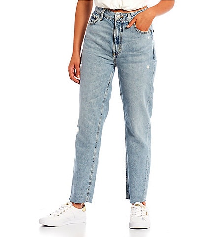 Guess High Rise Destructed Mom Jeans
