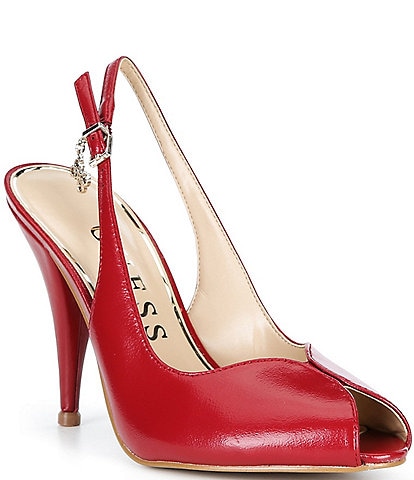 Guess Ilovea Leather Peep Toe Slingback Pumps