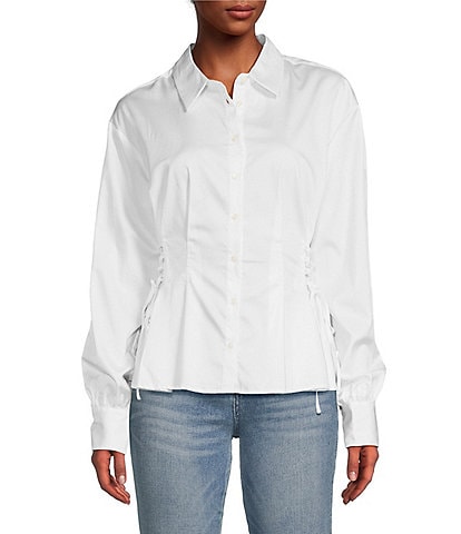 Guess Jackie Lace-Side-Detail Long Sleeve Blouse