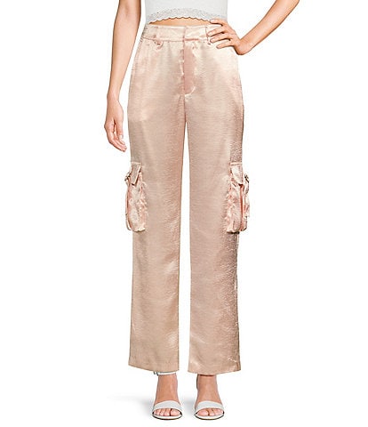Guess Jamie Mid Rise Satin Cargo Pants