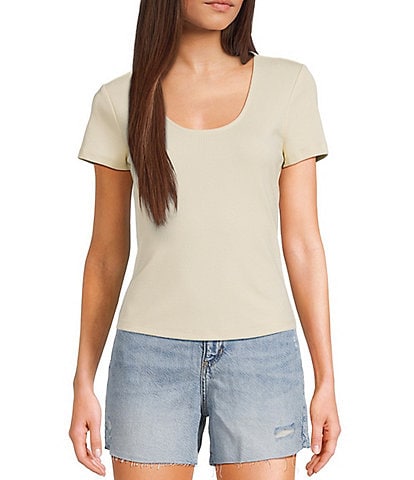 Guess Lena Short Sleeve Rib Top