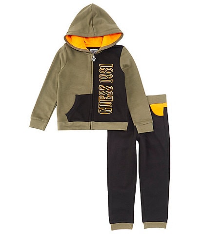 Guess Little Boys 2T-7 Long Sleeve Color Block French Terry Jacket & Matching Jogger Pants Set