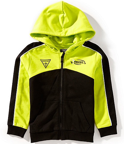 Guess Little Boys 2T-7 Long-Sleeve Color Block Zip-Front Unbrushed Fleece Hoodie Jacket