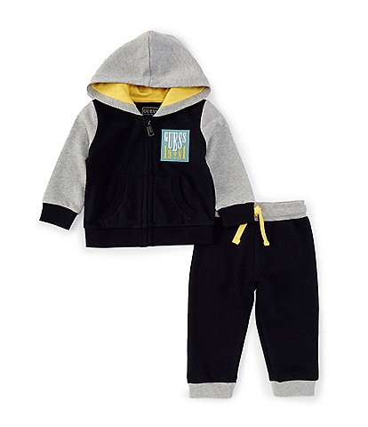 Guess Little Boys 2T-7 Long Sleeve Colorblock Active Hoodie Top & Pants 2-Piece Set