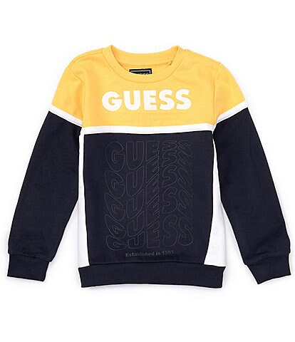 Guess Little Boys 2T-7 Long Sleeve Colorblock French Terry Sweatshirt