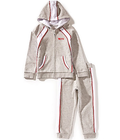 Guess Little Boys 2T-7 Long-Sleeve Piping-Detailed Unbrushed-Fleece Hooded Jacket & Matching Jogger Pant Set