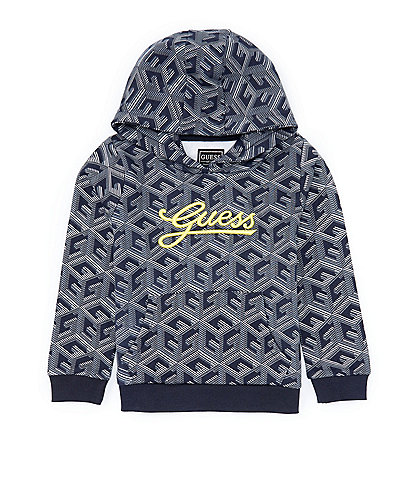 Guess Little Boys 2T-7 Long Sleeve Printed Monogram French Terry Hoodie
