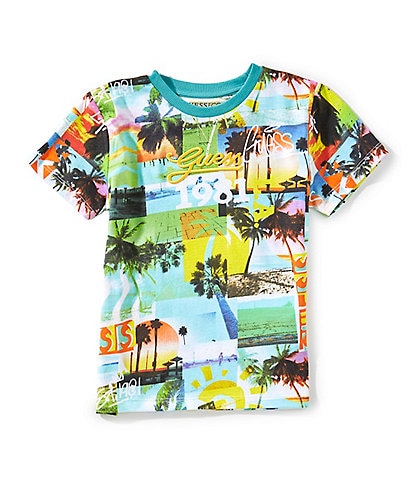 Guess Little Boys 2T-7 Short Sleeve AOP Tropical Graphic T-Shirt