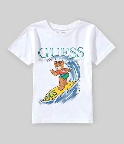 Guess Little Boys 2T-7 Short Sleeve Bear Surfing Graphic T-Shirt