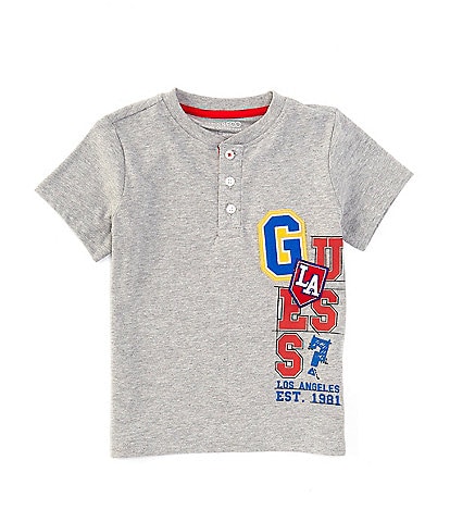 Guess Little Boys 2T-7 Short Sleeve Graphic Henley Guess T-Shirt