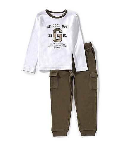 Guess Little Boys Long Sleeve 1981 Club Pullover T-Shirt & Cargo Joggers Set