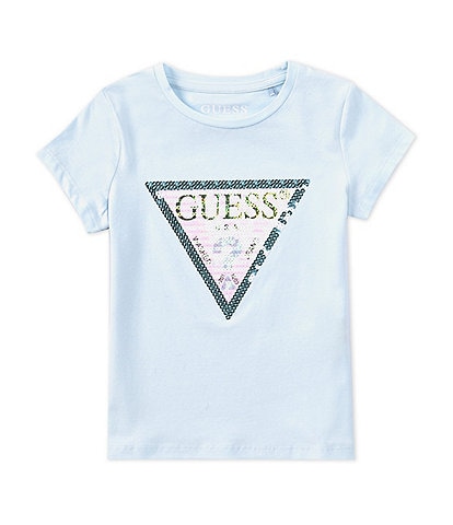 Guess Little Girls 2T-6X Short-Sleeve Sequin-Embellished-Logo T-Shirt