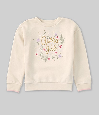 Guess Little Girls 2T-7 Long-Sleeve Guess Girl Fleece Sweatshirt