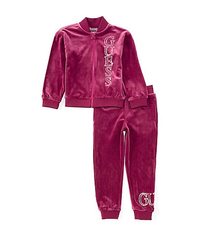 Guess Little Girls 2T-7 Long Sleeve Logo Stretch Jersey Jacket & Matching Jogger Pant Set