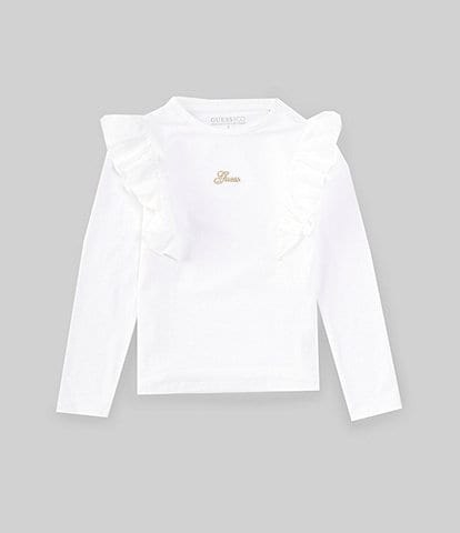 Guess Little Girls 2T-7 Long-Sleeve Metallic-Embroidered-Logo T-Shirt