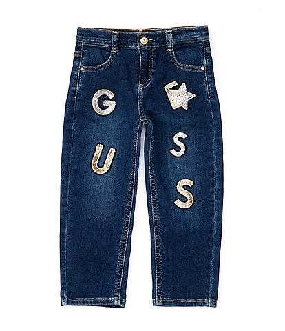 Guess Little Girls 2T-7 Sequin-Embellished Patch-Logo Jeans