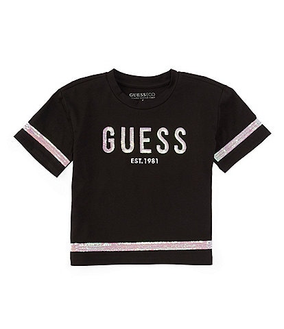 Guess Little Girls 2T-7 Sequin Varsity Short Sleeve T-Shirt