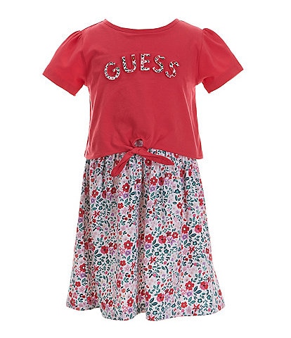Guess Little Girls 2T-7 Short Puff Sleeve Stretch Jersey T-Shirt Dress