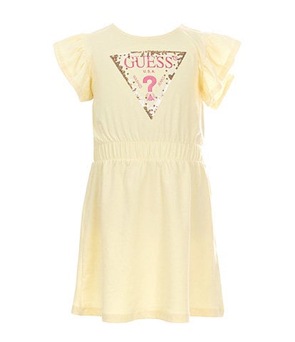 Guess Little Girls 2T-7 Short Ruffle Sleeve Stretch Jersey Dress