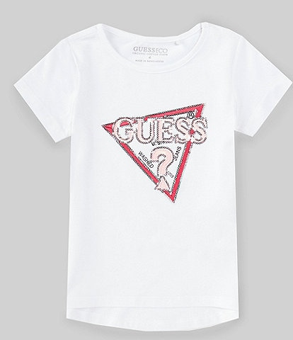 Guess Little Girls 2T-7 Short Sleeve Embroidered Triangle Logo T-Shirt